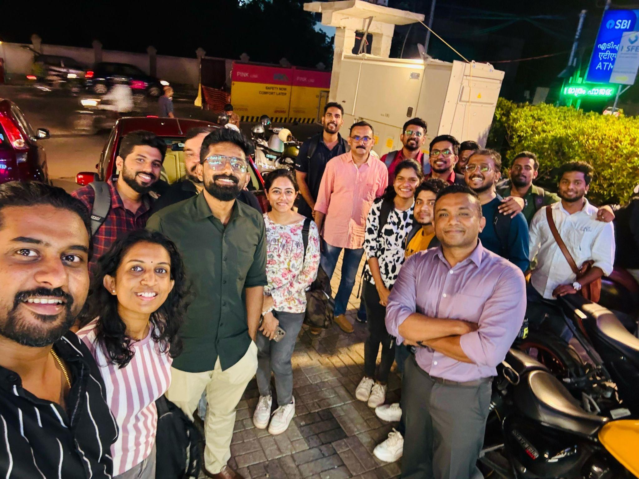 The iLeaf team together outside the office in the evening